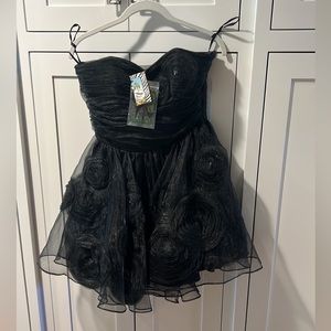 Betsy Johnson Black tool, corset mini dress